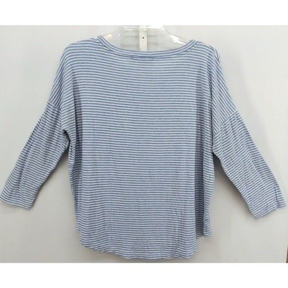 LOFT Blue Stripe Long Sleeve Shirt Womens Top - Size S - Picture 3 of 6